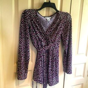 Michael Kors womans Black and White  Check Wrap Dress Size Small